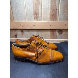 Marco Vicci 8.5 Exotic Hornback Croc Embossed Leather Tan Dress Shoes